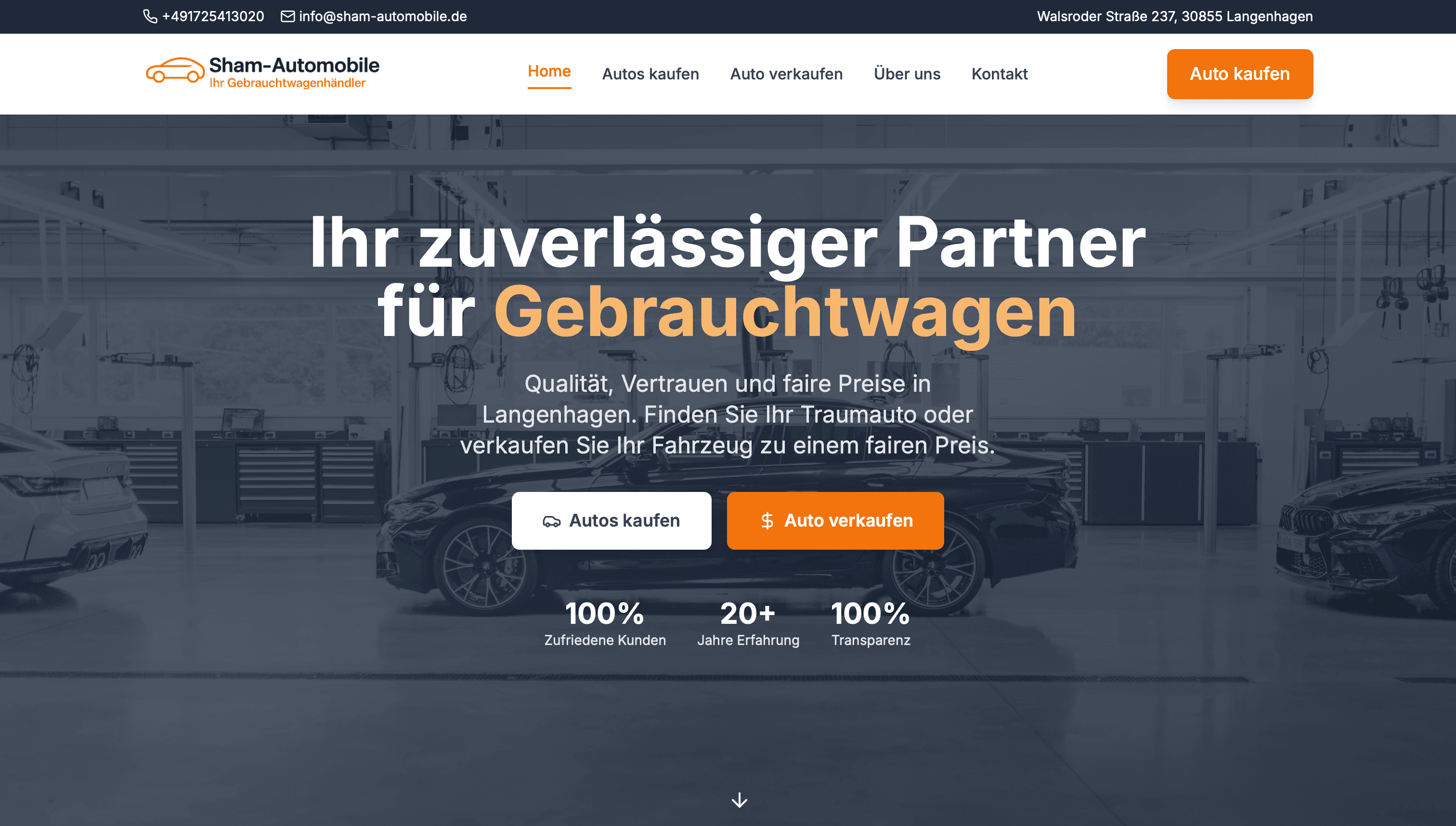Sham Automobile, Website-Vorschau