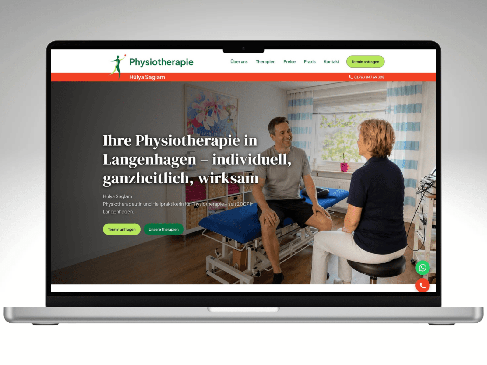 Physio Saglam, Website-Vorschau