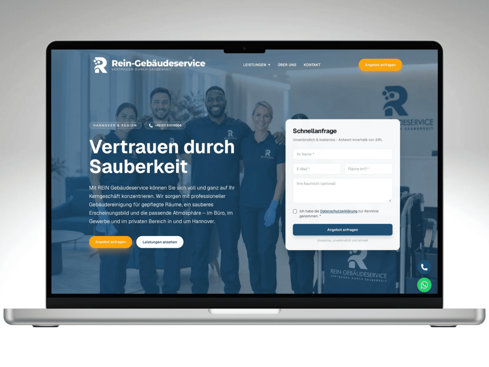 REIN Gebäudereinigung, Website-Vorschau