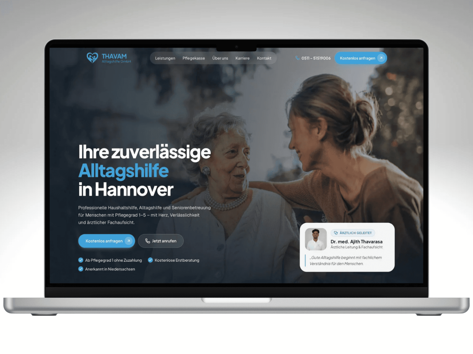 THAVAM Alltagshilfe, Website-Vorschau