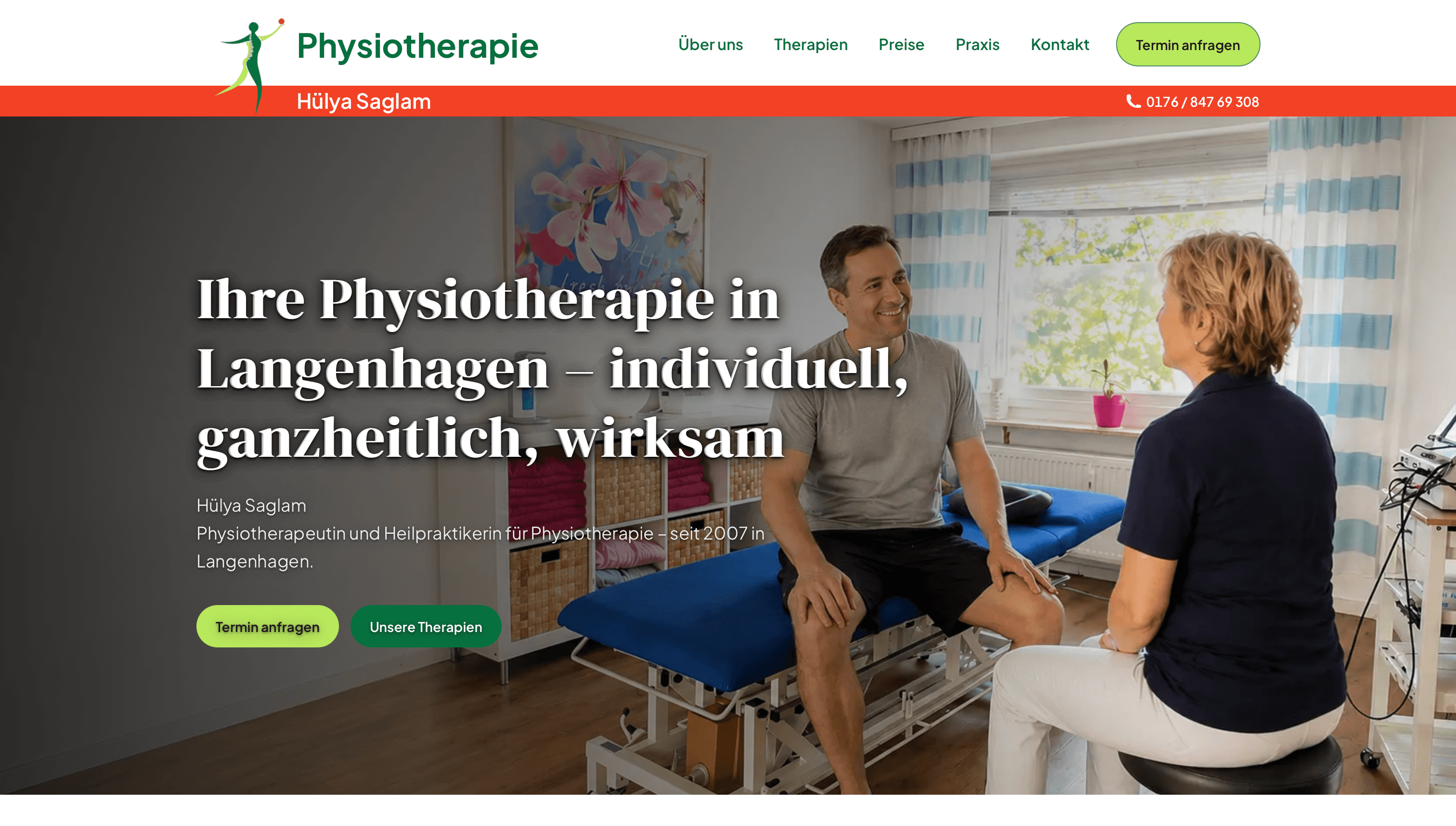 Physio Saglam, Website-Vorschau